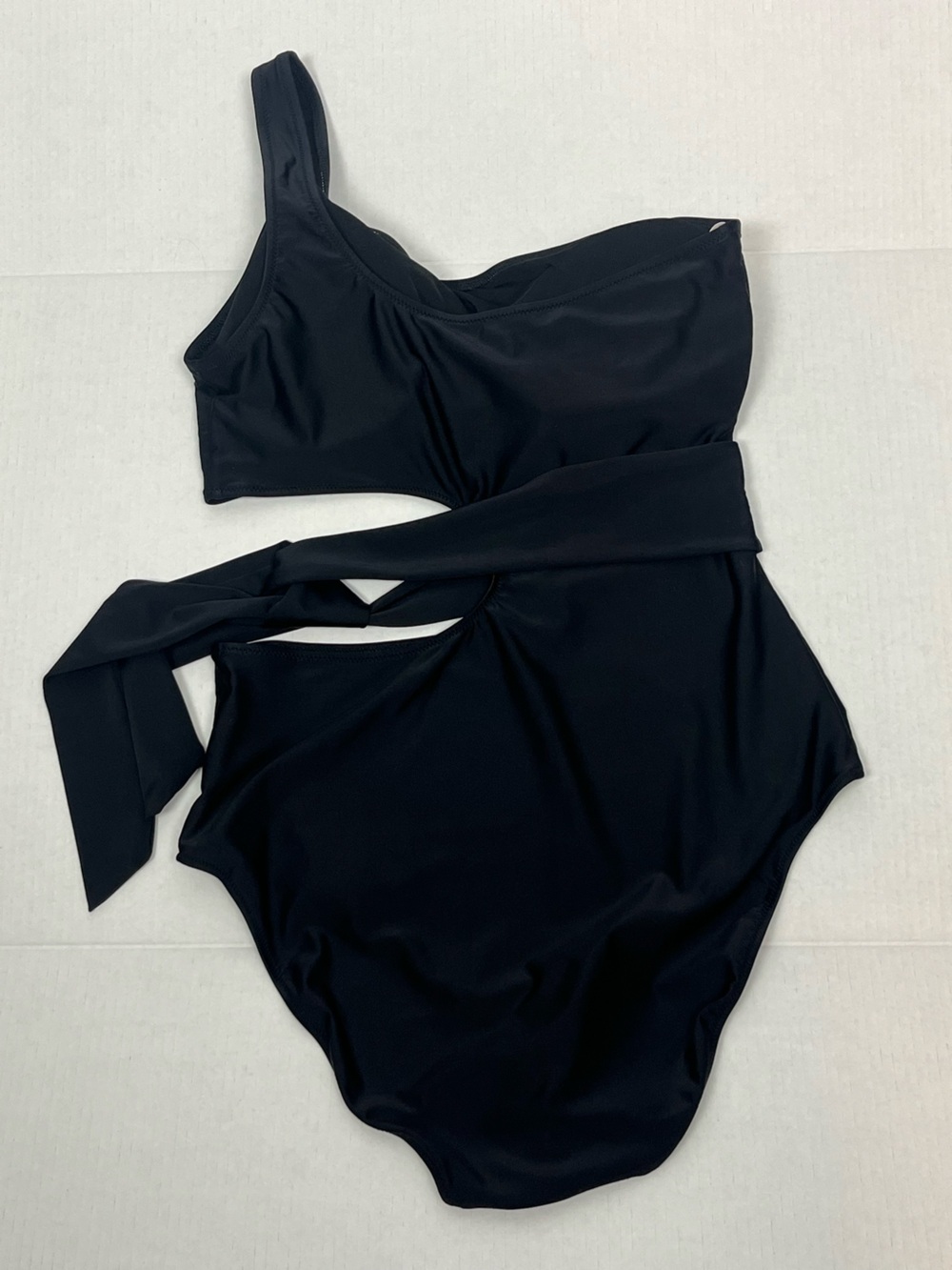 Aerie black asymmetric one shoulder cut out side tie 1 pc. swimsuit, XL Long. - Picture 3 of 8